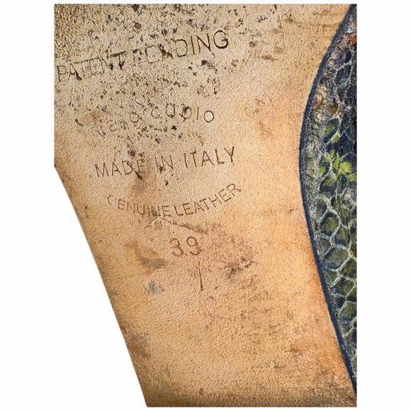 Anyi Lu Brown Snake Embossed Cap Toe Ballet Flats - Picture 4 of 11